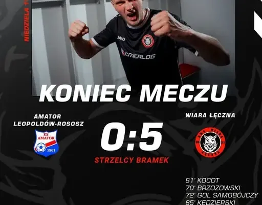 KKS Wiara Łęczna rozbiła Amatora Rososz-Leopoldów 5:0 w 9. kolejce
