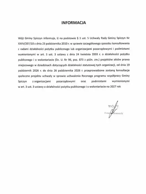 Konsultacje społeczne w Gminie Spiczyn: mieszkańcy i NGO zdecydują o współpracy na 2027 rok