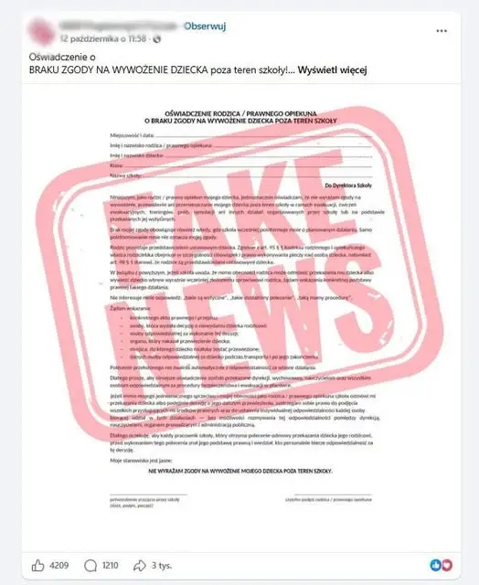Fałszywe wpisy o oświadczeniach dla rodziców. Urząd gminy Puchaczów ostrzega przed dezinformacją