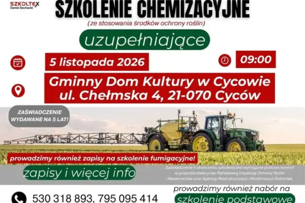Szkolenie chemizacyjne w Cycowie – zapisy trwają