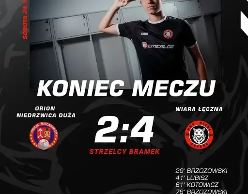 Orion Niedrzwica Duża – KKS Wiara Łęczna 2:4. Trzy punkty jadą do Łęcznej